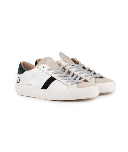 Sneaker D.A.T.E. Hill Low Vintage in pelle bianca e camoscio beige