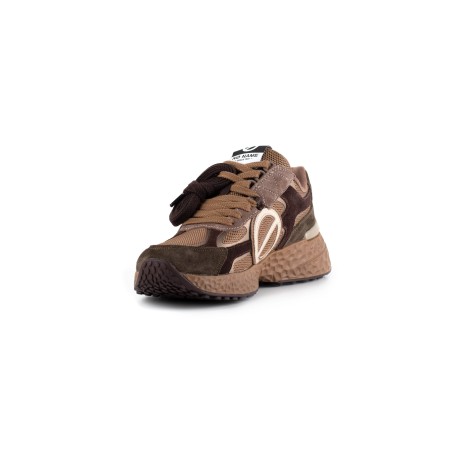 Sneaker No Name Carter 2.0 Runner in camoscio testa di moro e rete marrone