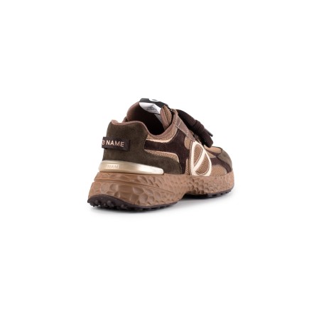 Sneaker No Name Carter 2.0 Runner in camoscio testa di moro e rete marrone