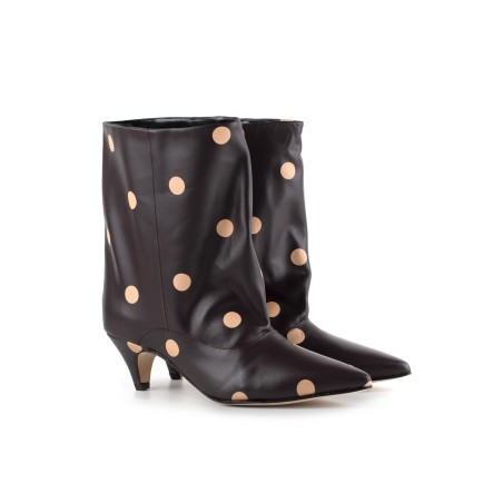 Stivaletto Anna Ripamonti in pelle testa di moro con pois