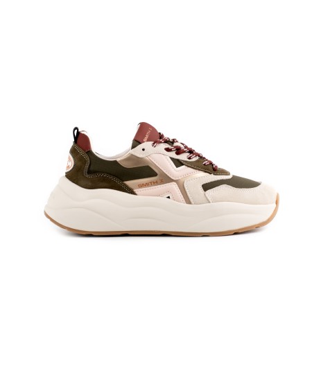 Sneaker Alexander Smith in camoscio avorio e tessuto verde militare