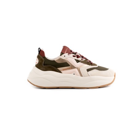 Sneaker Alexander Smith in camoscio avorio e tessuto verde militare